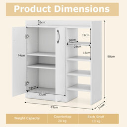 Gainoom White Shoe Cabinet Shoe Storage Organizer W/ 4 Open Shelves - thumbnail 2