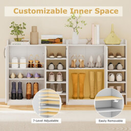 Gainoom White Shoe Cabinet Shoe Storage Organizer W/ 4 Open Shelves - thumbnail 8