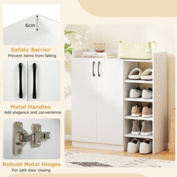 Gainoom White Shoe Cabinet Shoe Storage Organizer W/ 4 Open Shelves - thumbnail 9