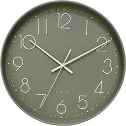 Deenz Sleek Sage Green Matte Wall Mount Clock Large Numerals Quartz Movement Round Glass Display Home/office Decor Stylish 36X4 Cm