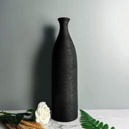 Living And Home Black Modern Tall Porcelain Vase Desktop Art Decoration 34Cm (H) - thumbnail 3