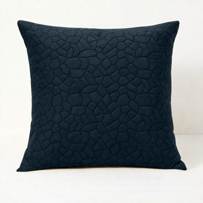 Ameha Navy Embossed Pebbles Velvet Cushion Cover, 18X18 Inch, Ultra Soft, Breathable & Hypoallergenic