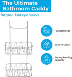 Blue Canyon 2 Tier Hanging Shower Caddy White No-Drill Rust-Resistant Stainless Steel Bathroom Shelf Organizer - thumbnail 2