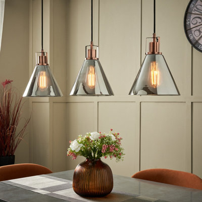 Inlight Dafyd Cone Gloss Antique Copper Effect 3 Lamp Led Pendant Ceiling Light, (Dia)900mm - image 1