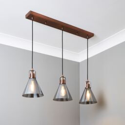 Inlight Dafyd Cone Gloss Antique Copper Effect 3 Lamp Led Pendant Ceiling Light, (Dia)900mm - thumbnail 4