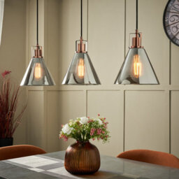 Inlight Dafyd Cone Gloss Antique Copper Effect 3 Lamp Led Pendant Ceiling Light, (Dia)900mm
