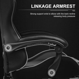 Luckracer Gaming Chair, Massage Computer Chairs With Footrest For Adults, Ergonomic High Back Height Adjustable Chair, White - thumbnail 3