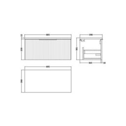 Balterley Tixall Fluted Wall Hung Vanity Unit With Laminate Worktop, Satin Grey, 800mm - thumbnail 2