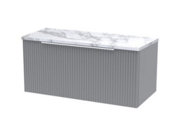 Balterley Tixall Fluted Wall Hung Vanity Unit With Laminate Worktop, Satin Grey, 800mm