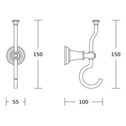 FNX Bathrooms Chrome Astley Robe Hook - Wall Mounted Mild Steel Gloss Finish Modern Design - thumbnail 2