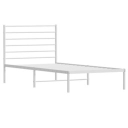 Vidaxl Metal Bed Frame Without Mattress With Headboard White 100X190Cm - thumbnail 4