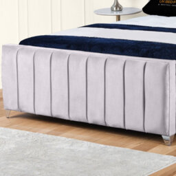 UKBEDFURNITURE Empire Wingback Silver Plush Valvet Upholstered Gas Lift Ottoman Storage Bed -  With 48 Inch Headboard - thumbnail 3