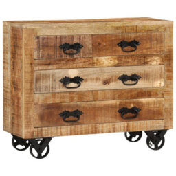 Vidaxl Sideboard With 3 Drawers 80X30X65 Cm Solid Rough Wood Mango - thumbnail 8
