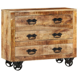 Vidaxl Sideboard With 3 Drawers 80X30X65 Cm Solid Rough Wood Mango - thumbnail 9