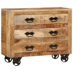 Vidaxl Sideboard With 3 Drawers 80X30X65 Cm Solid Rough Wood Mango - thumbnail 1