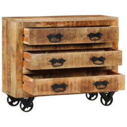 Vidaxl Sideboard With 3 Drawers 80X30X65 Cm Solid Rough Wood Mango - thumbnail 2