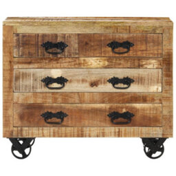Vidaxl Sideboard With 3 Drawers 80X30X65 Cm Solid Rough Wood Mango - thumbnail 3