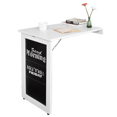 Sobuy Fwt20-W, Folding Wall-Mounted Drop-Leaf Table Dining Table Desk With Blackboard,white,w50Xd75Xh73 - image 1