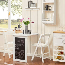 Sobuy Fwt20-W, Folding Wall-Mounted Drop-Leaf Table Dining Table Desk With Blackboard,white,w50Xd75Xh73 - thumbnail 4