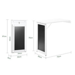 Sobuy Fwt20-W, Folding Wall-Mounted Drop-Leaf Table Dining Table Desk With Blackboard,white,w50Xd75Xh73 - thumbnail 3