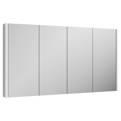 FNX Bathrooms Aura 1180mm 4 Door Gloss White Wall Hung Mirror Cabinet Contemporary 650mm - image 1
