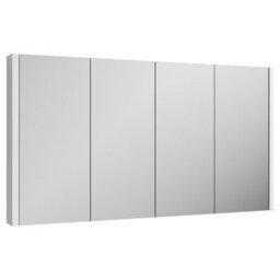 FNX Bathrooms Aura 1180mm 4 Door Gloss White Wall Hung Mirror Cabinet Contemporary 650mm