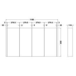 FNX Bathrooms Aura 1180mm 4 Door Gloss White Wall Hung Mirror Cabinet Contemporary 650mm - thumbnail 2