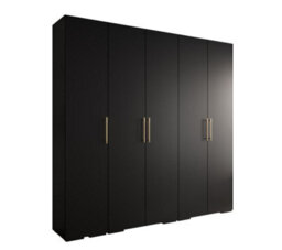 Arte Stylish Black Inova 3 Hinged Door Wardrobe W2500mm H2370mm D470mm - Modern Storage With Gold Vertical Handles - thumbnail 1