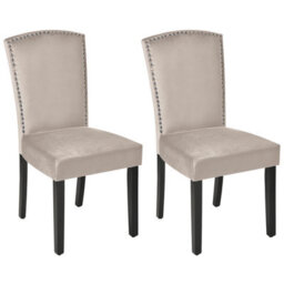 Beliani Set Of 2 Dining Chairs Piseco Velvet Grey - thumbnail 1