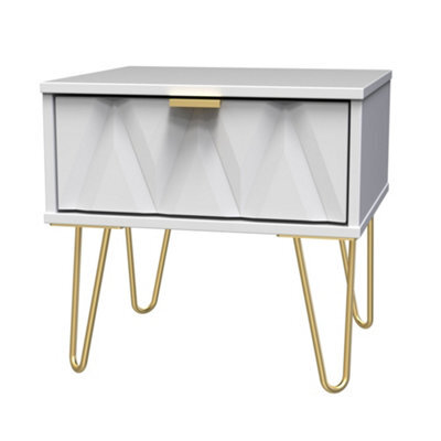 Pesaro Ready Assembled Matt White No Effect 1 Drawer Bedside Chest (H)410mm (W)450mm (D)395mm - image 1