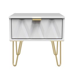 Pesaro Ready Assembled Matt White No Effect 1 Drawer Bedside Chest (H)410mm (W)450mm (D)395mm - thumbnail 2
