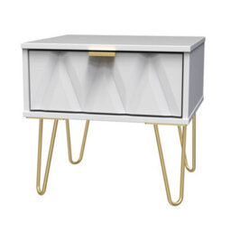 Pesaro Ready Assembled Matt White No Effect 1 Drawer Bedside Chest (H)410mm (W)450mm (D)395mm - thumbnail 1