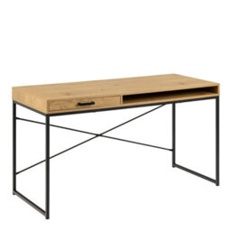 Furniture To Go Seaford Office Desk With 1 Drawer In Black And Oak - thumbnail 1