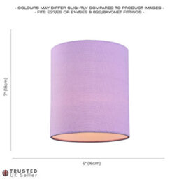 Happy Homewares Contemporary And Elegant Soft Lilac Linen Fabric 18Cm High Cylinder Lamp Shade - thumbnail 6