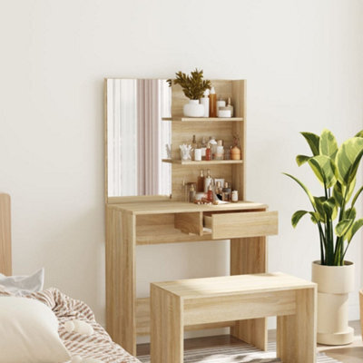 Berkfield Dressing Table With Mirror Sonoma Oak 74.5X40X141 Cm - image 1