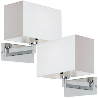 2 Pack Dimming Led Wall Light Chrome & White Shade Sleek Rectangle Lamp Fitting - image 1