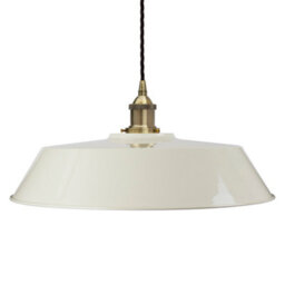 Clay White Large Chancery Painted Dome Pendant Light With Antique Brass Lamp Holder And Black Twisted Cable - Se Home - thumbnail 1