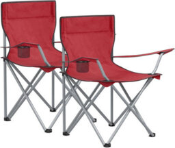 Songmics Duo Of Folding Camping Chairs, Outdoor Seats With Drink Holder And Armrests, Solid Frame, Red - thumbnail 7