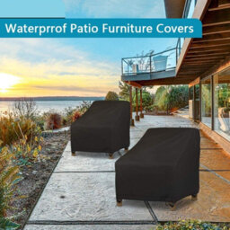 Set Of Two Outdoor Furniture Covers In Black Oxford Fabric, Dimensions 74 X 76 91 Cm, Suitable For Gardens And Balconies - thumbnail 7