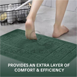 Gc Gaveno Cavailia Grecian Grace 2 Piece Bath Mat Set Dark Green Quick Dry Water Absorbent Bathroom Shower Mat & Pedestal Set - thumbnail 5