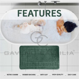 Gc Gaveno Cavailia Grecian Grace 2 Piece Bath Mat Set Dark Green Quick Dry Water Absorbent Bathroom Shower Mat & Pedestal Set - thumbnail 4