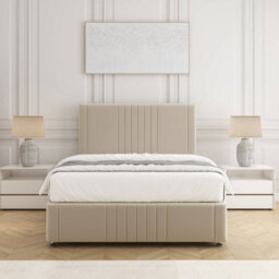 Bsspoke Hazel Divan Bed Set Cream Plush Velvet With 24Inch Headboard & Footboard & No Mattress No Drawers In All Sizes - thumbnail 2
