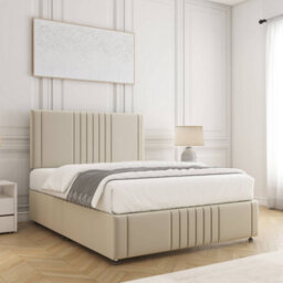 Bsspoke Hazel Divan Bed Set Cream Plush Velvet With 24Inch Headboard & Footboard & No Mattress No Drawers In All Sizes - thumbnail 3