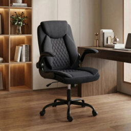 Executive Office Chair With Flip-Up Armrests Computer Desk Chair Black - thumbnail 5
