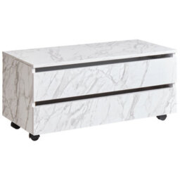 Beliani Bathroom Cabinet Teresina With Wheels 80 Cm White Marble