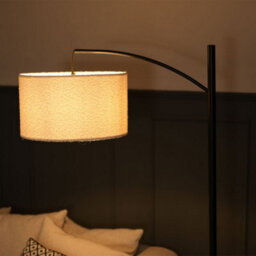 Valuelights Preto Black Metal Curve Stem Living Room Floor Lamp With A Cream Boucle Shade - Bulb Included - thumbnail 3