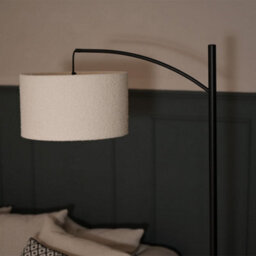 Valuelights Preto Black Metal Curve Stem Living Room Floor Lamp With A Cream Boucle Shade - Bulb Included - thumbnail 5