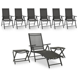 Berkfield 9 Piece Garden Lounge Set Black And Anthracite - thumbnail 1