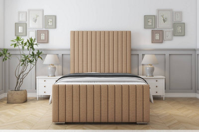 "Sloomy Madison Latte Dumfries Bed Frame With Mattress With 50"" Upholstered Headboard 3' Single" - image 1