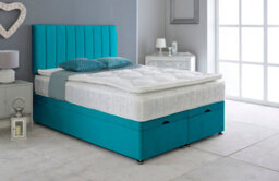 Adore Designs Portland Plush Velvet Ottoman Storage Bed, With Pillow Top Mattress - 6Ft Super King - Mallard - thumbnail 1